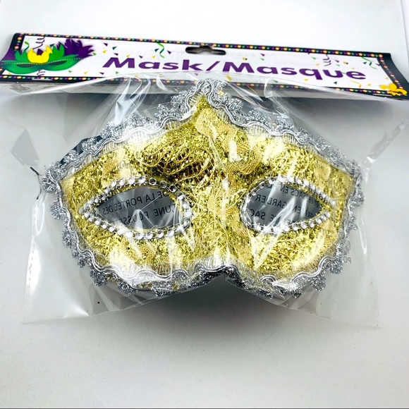 GOLD MARDI GRAS MASK NWT - Picture 2 of 4